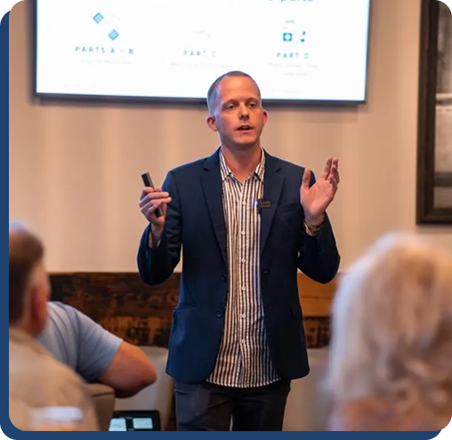 Johnny Brock teaching a room of agents